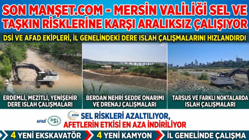 Mersin'de Sel ve Taşkın Riskine Karşı Çalışmalar Sürdürülüyor 