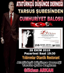 ADD Tarsus Şubesinin Cumhuriyet Balosu Otantik Restaurantta