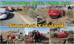  TARSUS'ta kontroldan çıkan otomobil takla attı sürücüsü yaralandı
