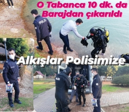 Tarsus’ta Polis ekibi baraja atılan silahı 10 dakikada bulup çıkardı